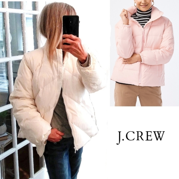J. Crew Jackets & Blazers - J.CREW WMNS WHITE DOWN FILLED SHORT PUFFER JACKET